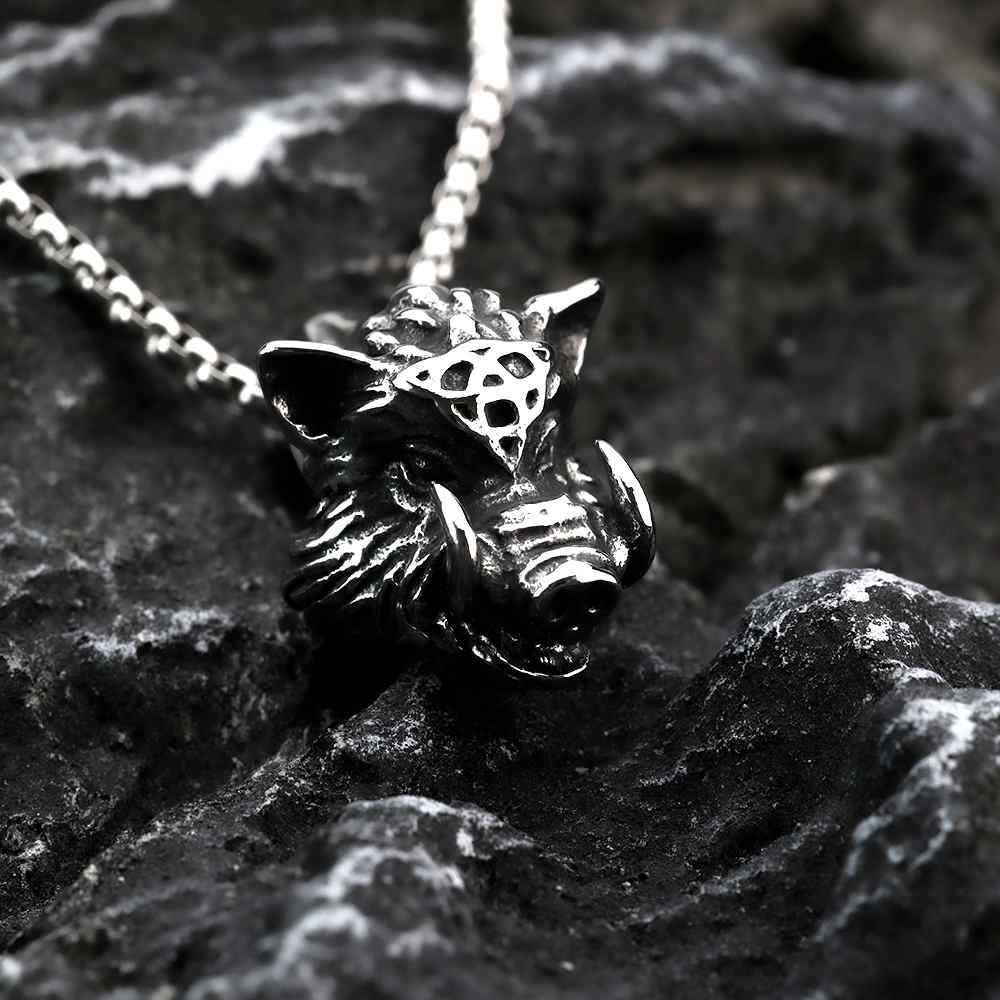 Punk Boar Stainless Steel Pendant Necklace