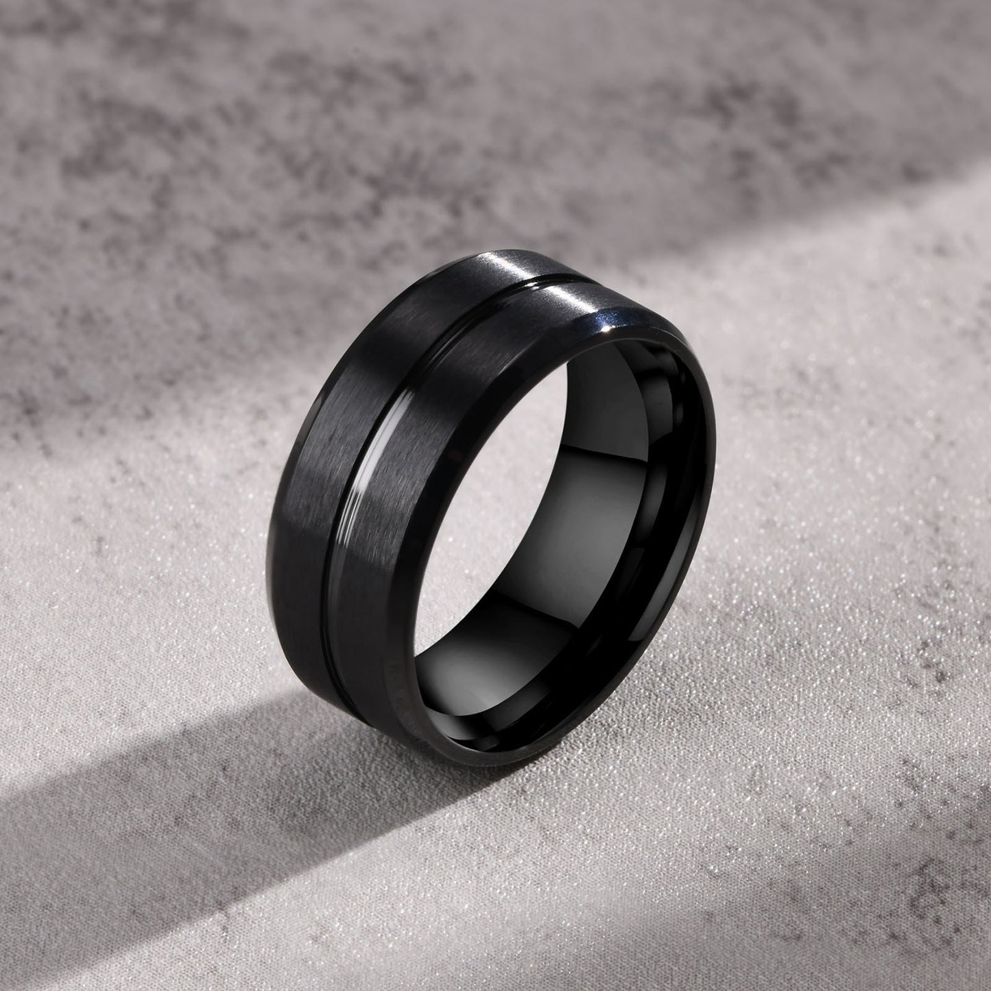 AliExpress Jewelry Ring 6MM Stainless Steel Brushed Black Blue