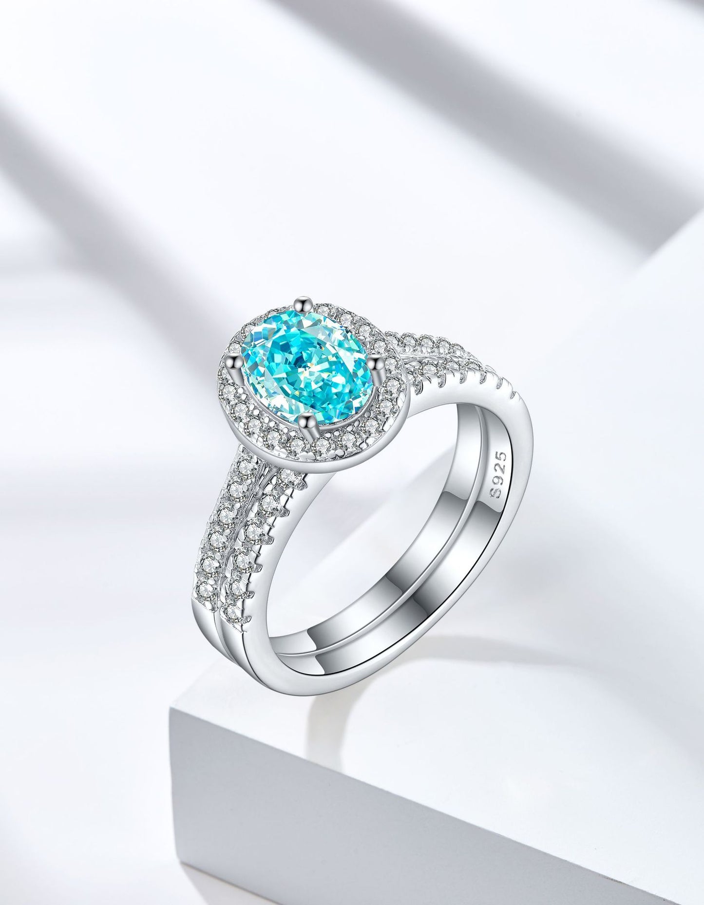 S925 Sterling Silver 1.5ct Flame Ice Flower Cut Oval Ring