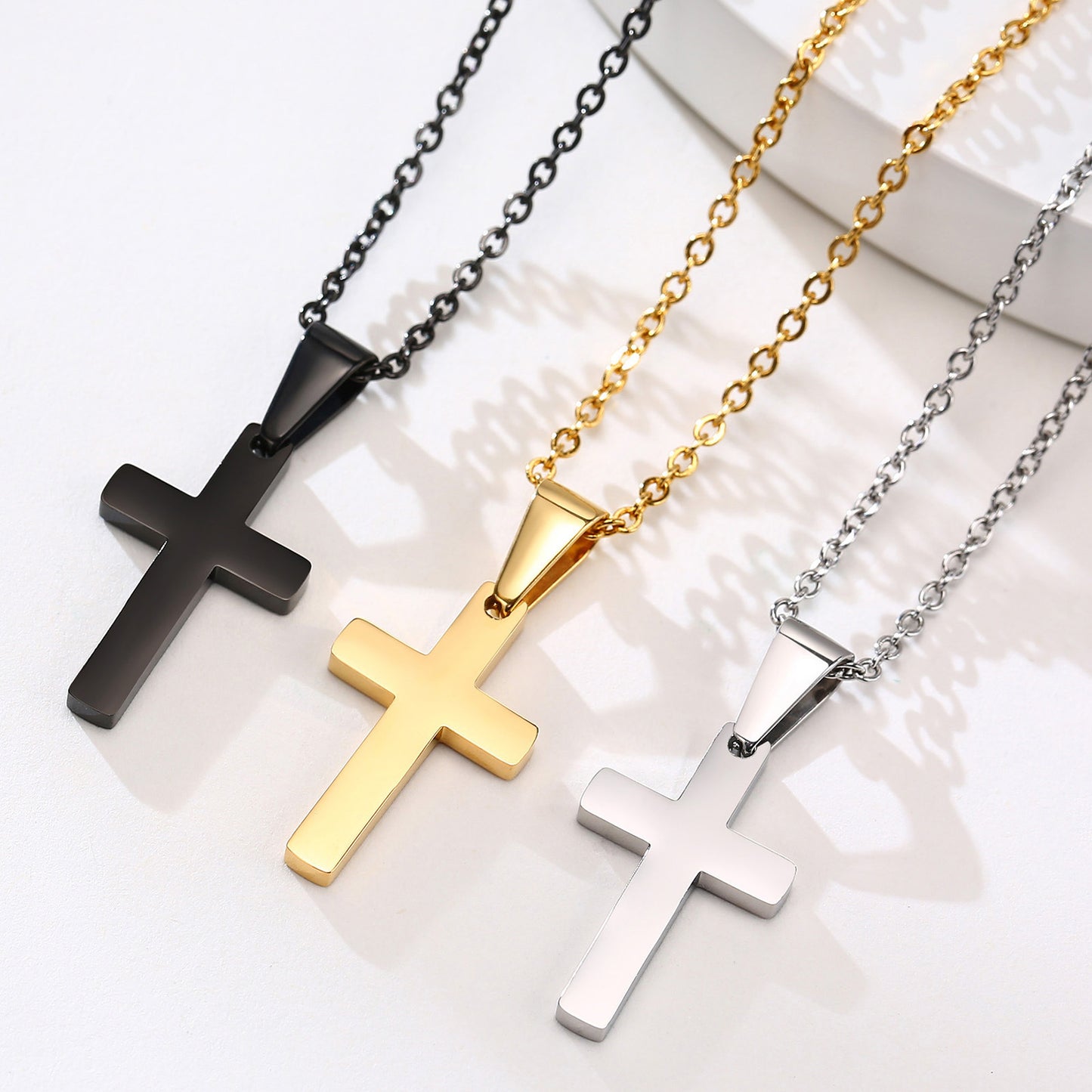 Stainless Steel Cross Black Ladies Steel Necklace Wholesale