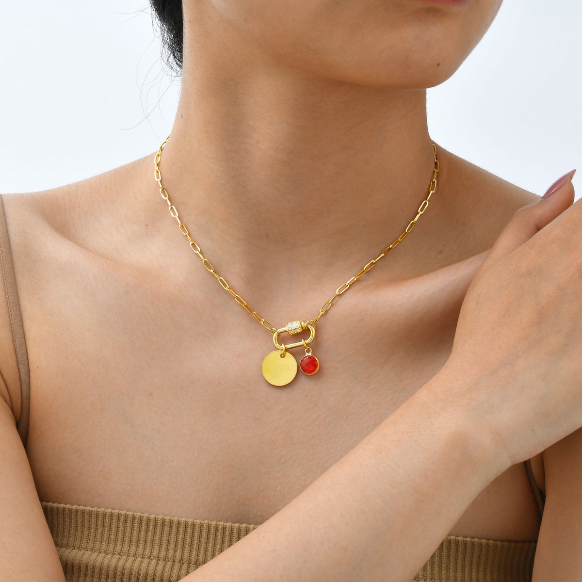 Small Square Chain Blank Stainless Steel Necklace for Women