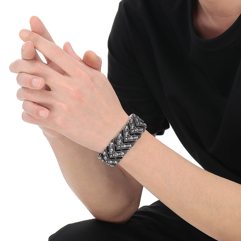 Planderful Everyday Genie Ghost Skull Titanium Men Bracelet