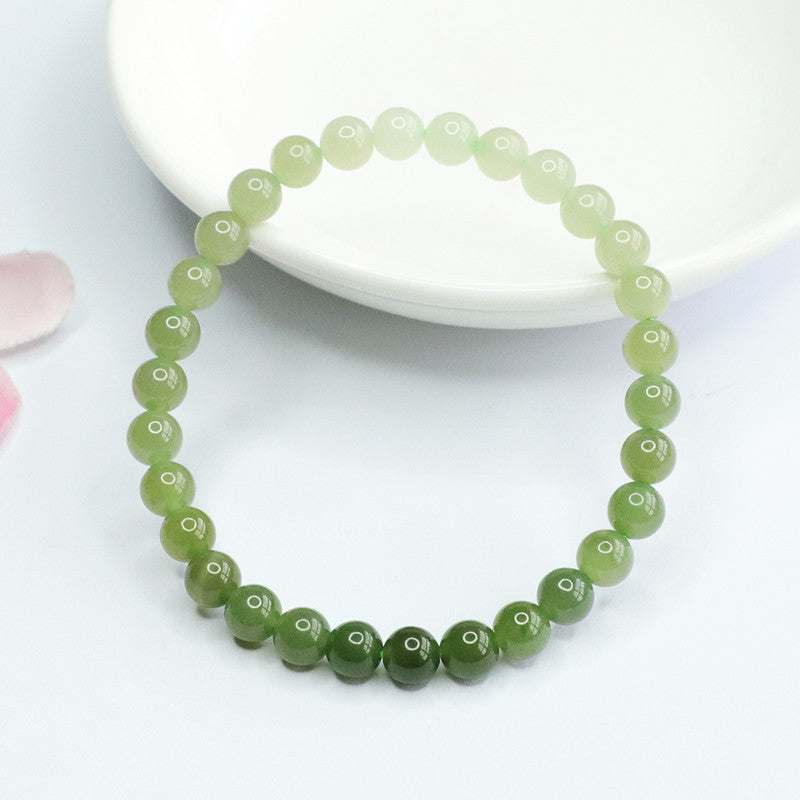 Gradient Qingshui Hetian Jade Bead Bracelet