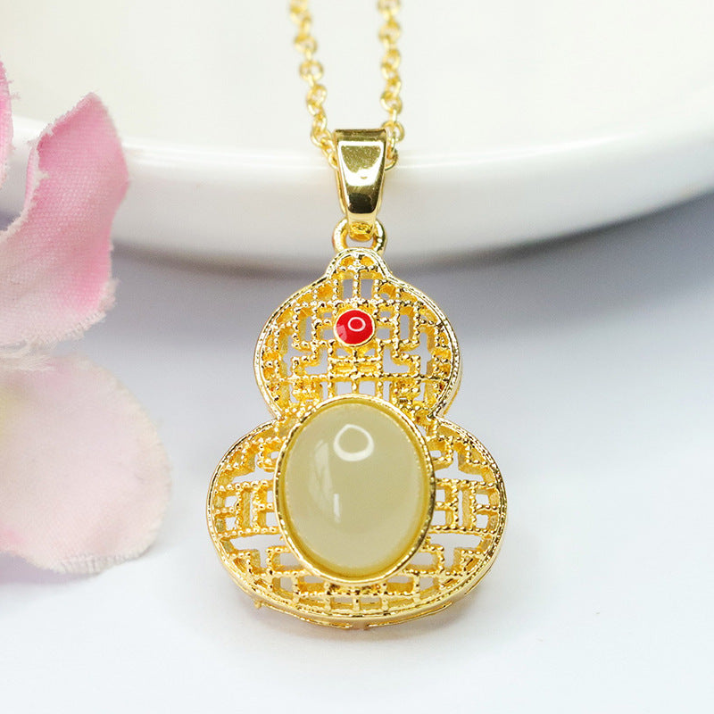 Fortune's Favor Jade Gourd Pendant
