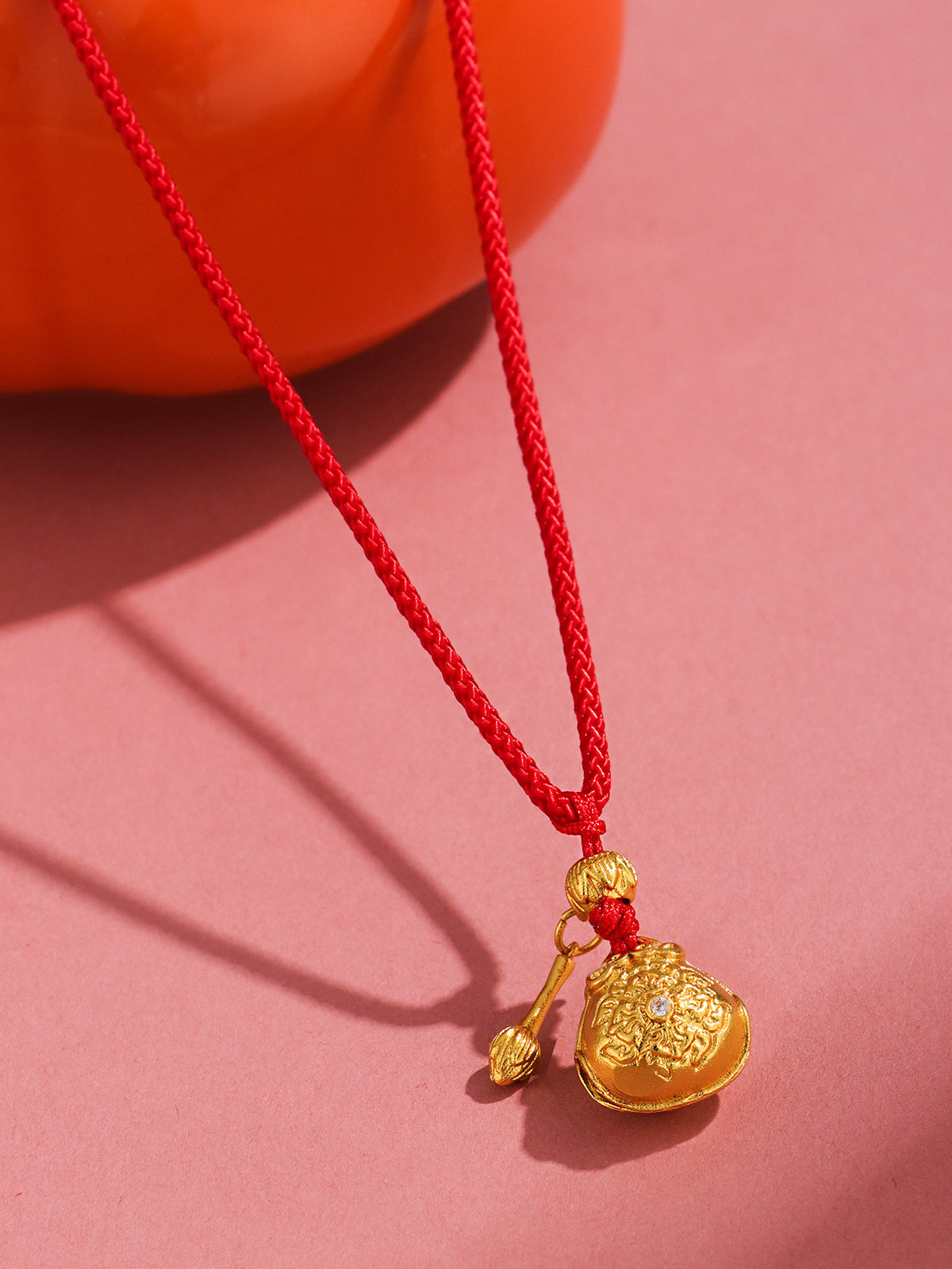 Gold-Tone Wooden Fish Pendant Necklace
