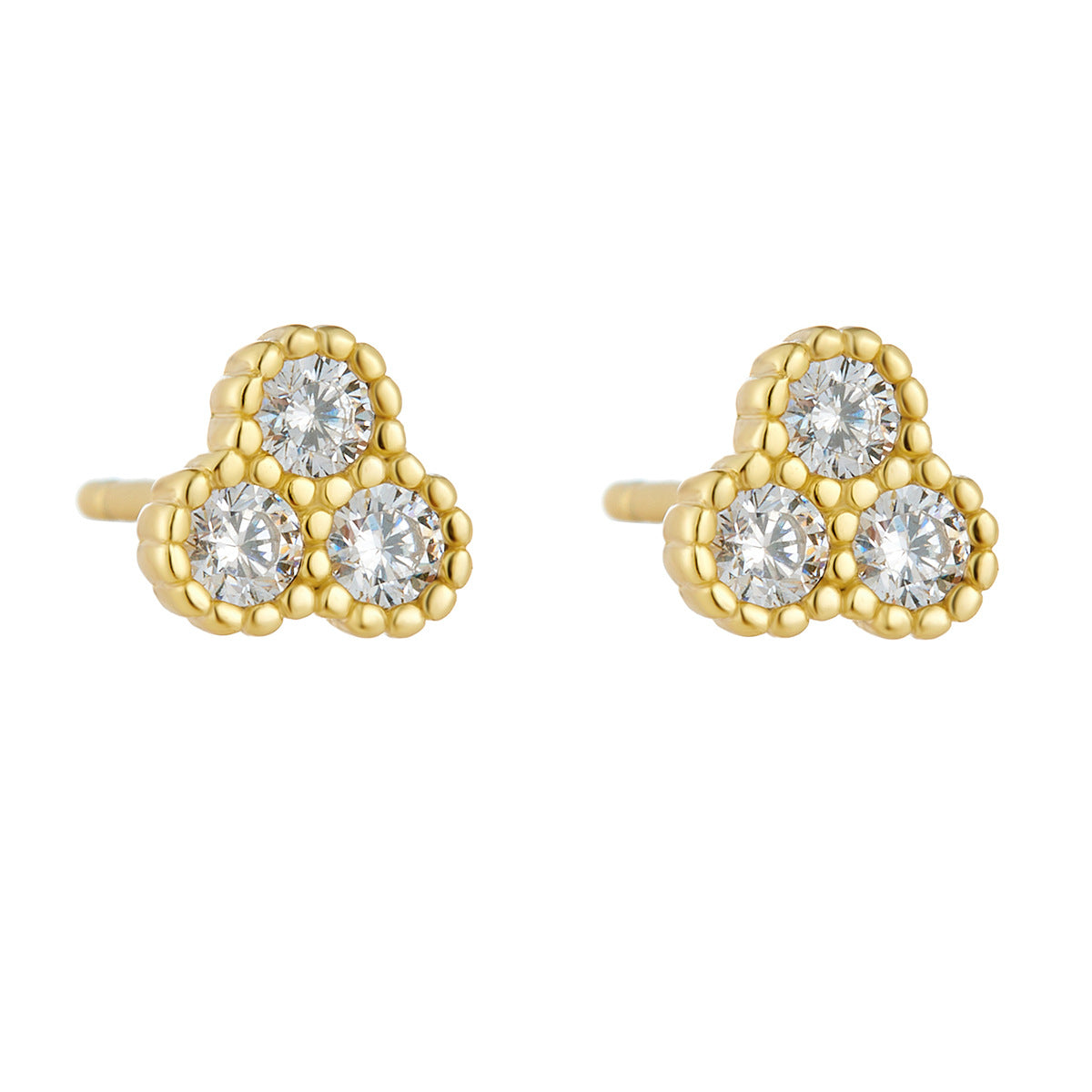 S925 Sterling Silver And Small Micro-Inlaid Zircon Stud Earrings Femininity Geometric Earrings Premium