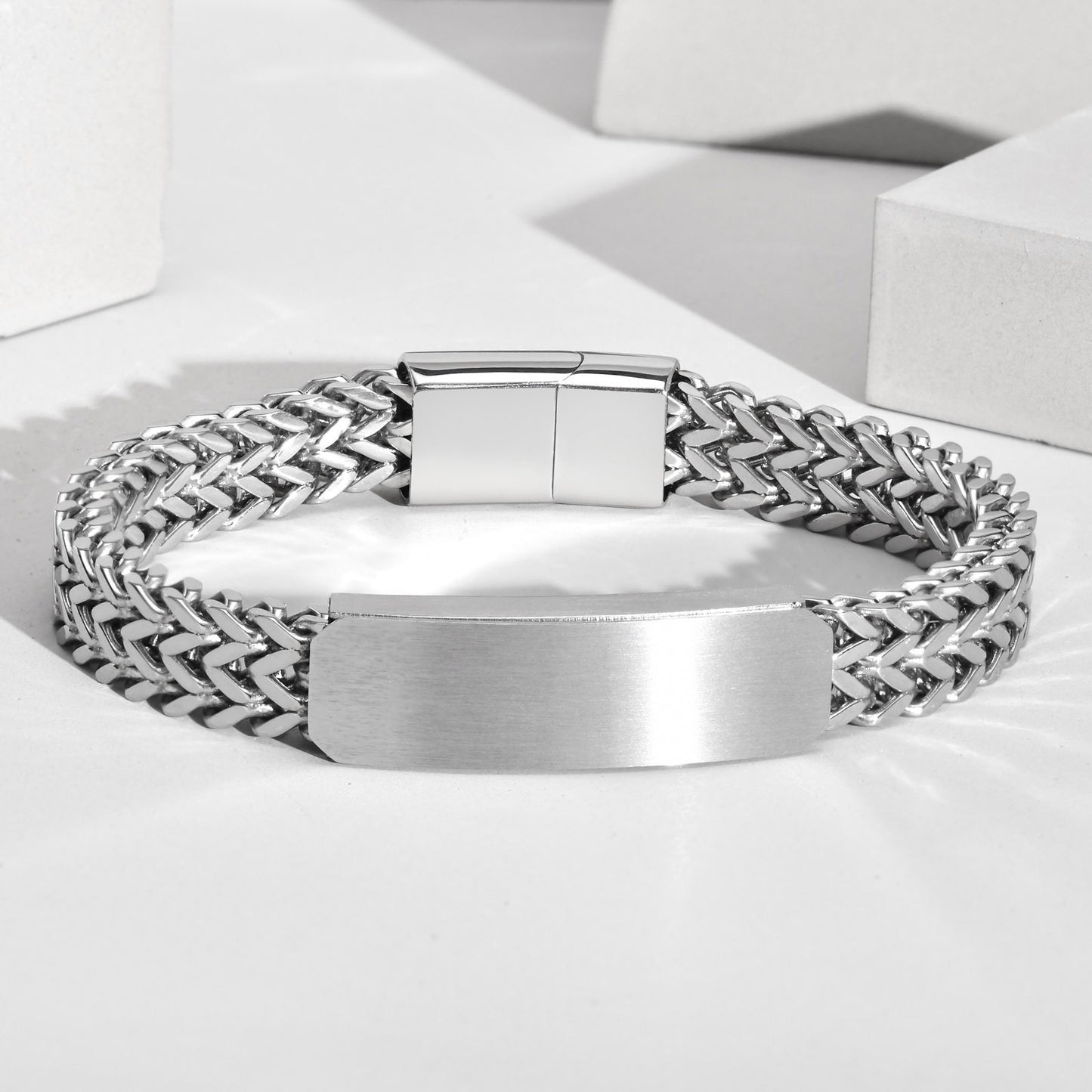 Men's Coarse Bracelet Stainless Steel Bent Double Chain Jewelry