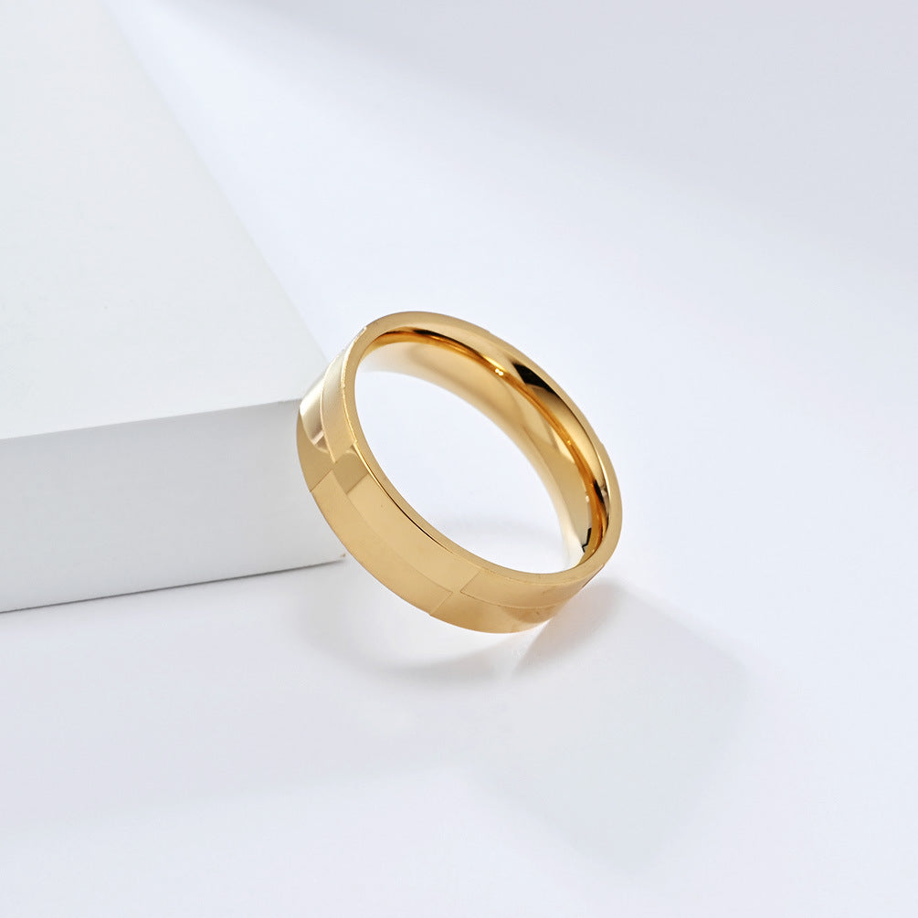 Planderful Titanium Steel Ring For Couples Smooth Matte Geometry Neutral Everyday Genie Style