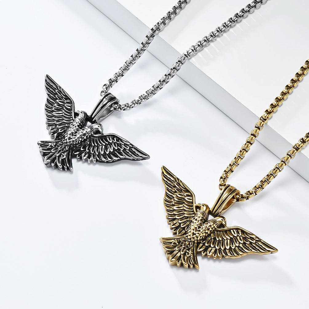 Cross-Border European American Retro Double-Headed Eagle Necklace
