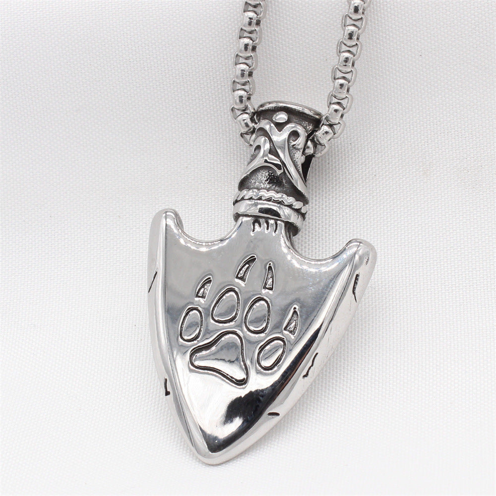 Planderful Norse Legacy – European and American Retro Direwolf Shield Viking Men's Titanium Steel Pendant