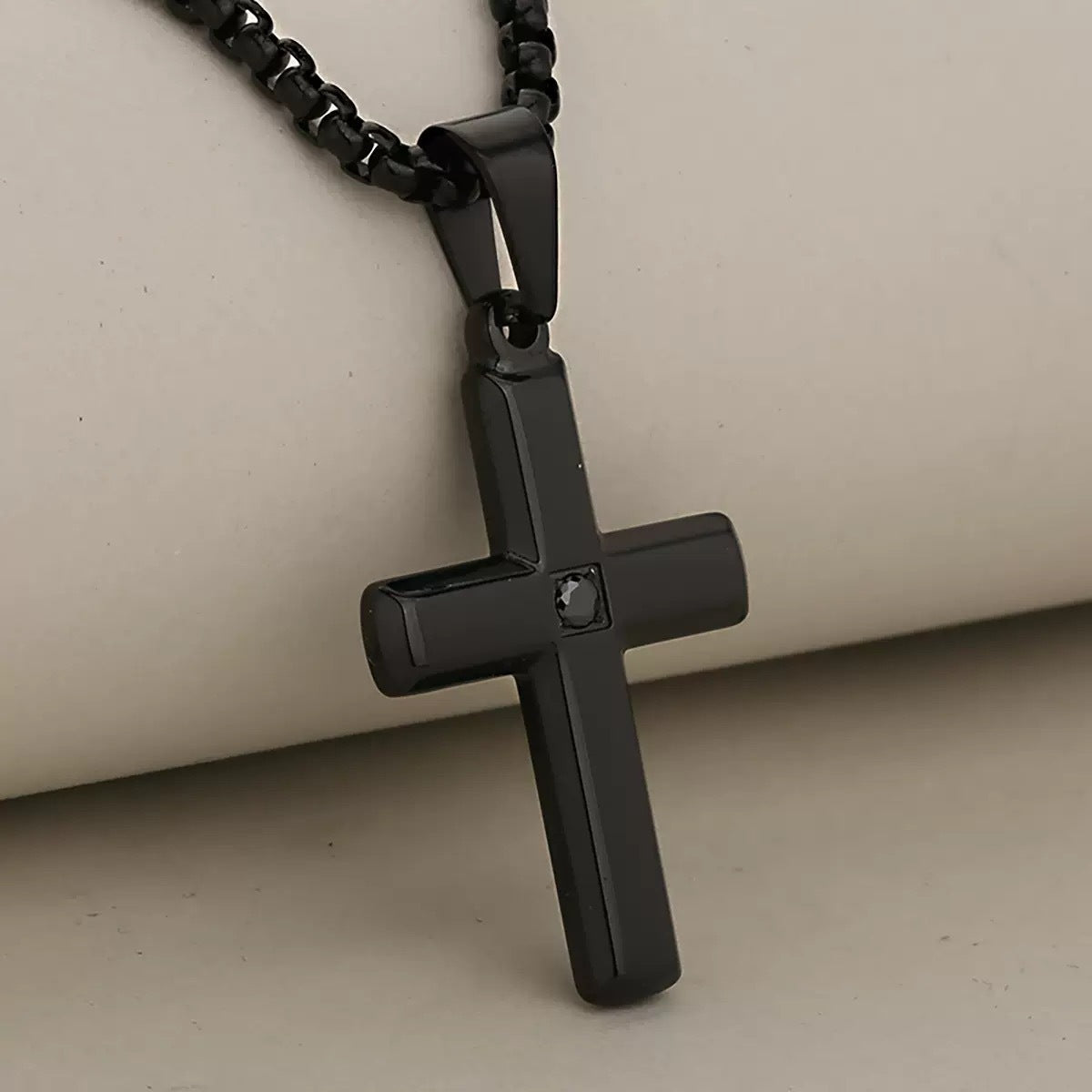 1. Planderful Titanium Cross Pendant Necklace Inlaid Zircon For Men And Women Special Gift