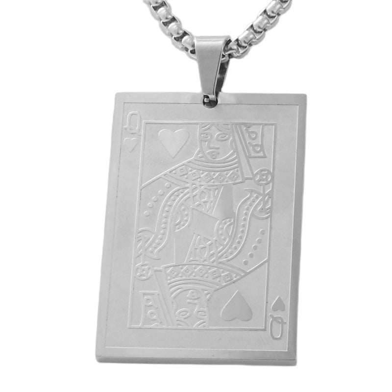 Personalized Retro Titanium Steel Playing Card Pendant Necklace for Men