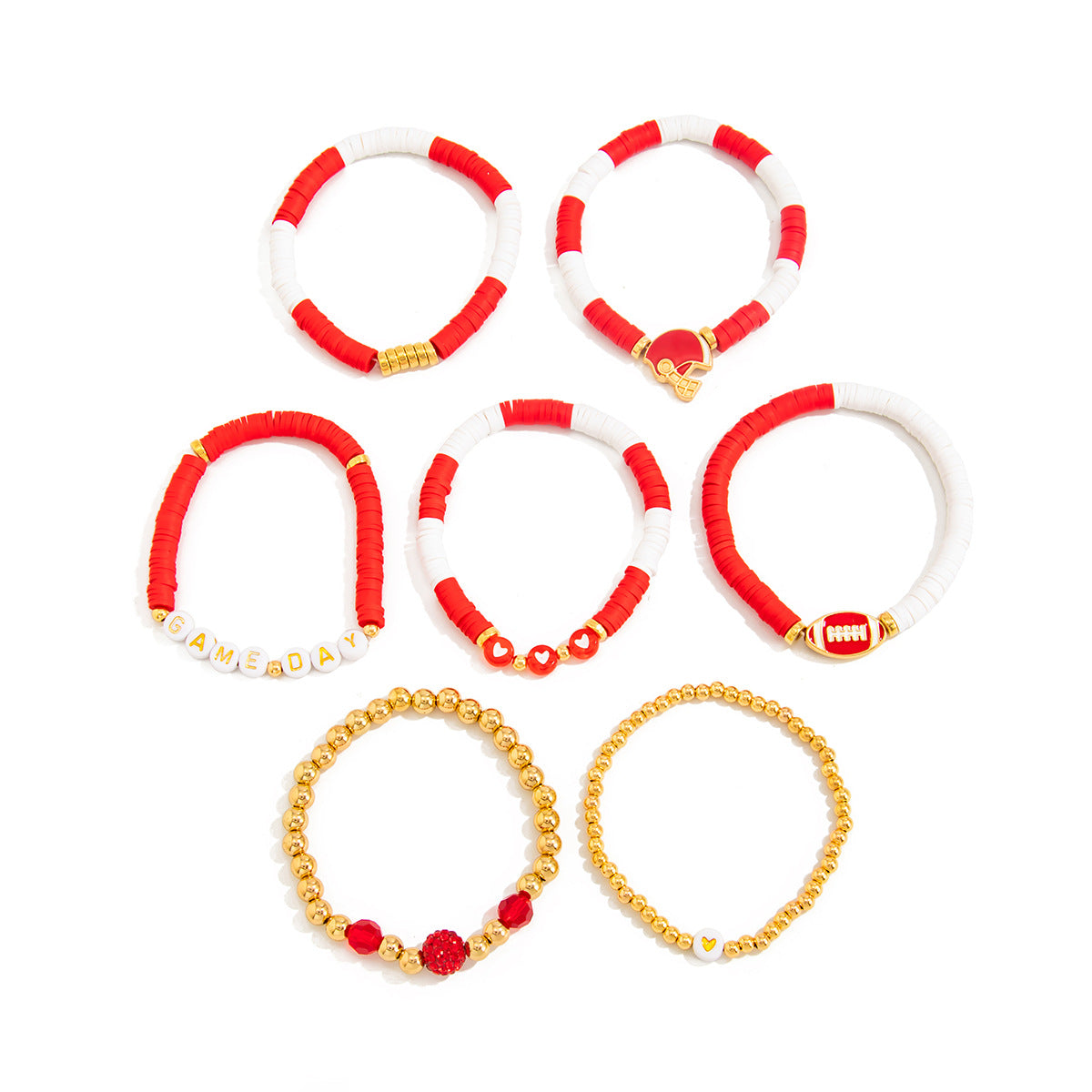Planderful Football Bracelet Set Vienna Verve Game Day Jewelry For Women Bold Colorful Drip Statement