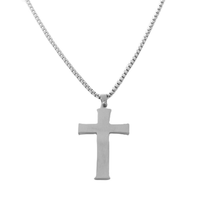 Stylish Titanium Steel Cross Pendant Necklace for Men - Personalized Retro Design