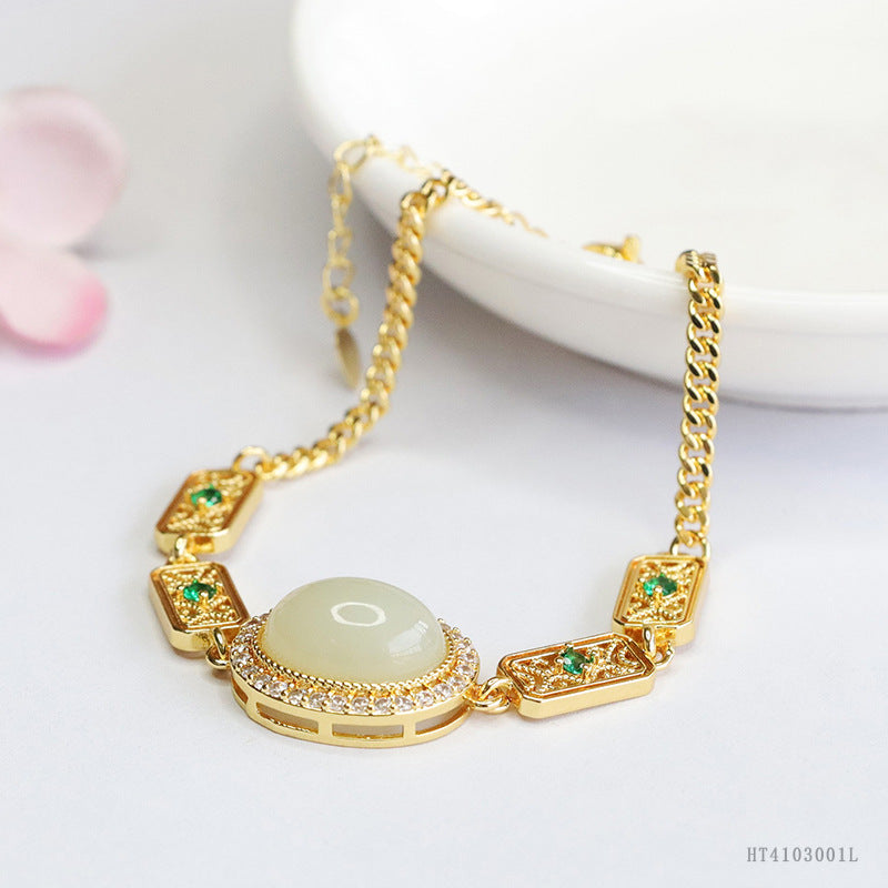 Hetian Jade Filigree Square Bracelet