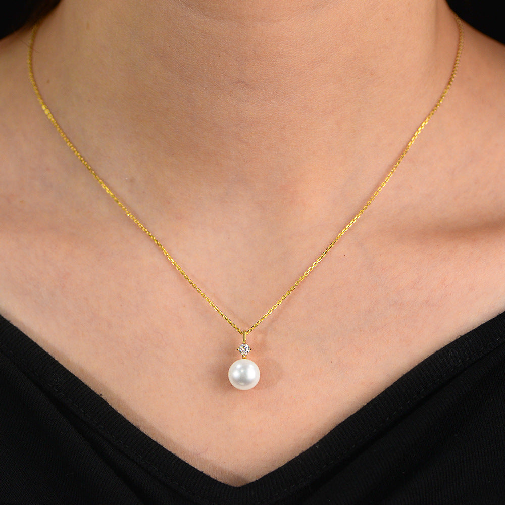 Planderful Shop S925 Sterling Silver Pearl Zircon Necklace For Women Collarbone Length Luxurious Jewelry