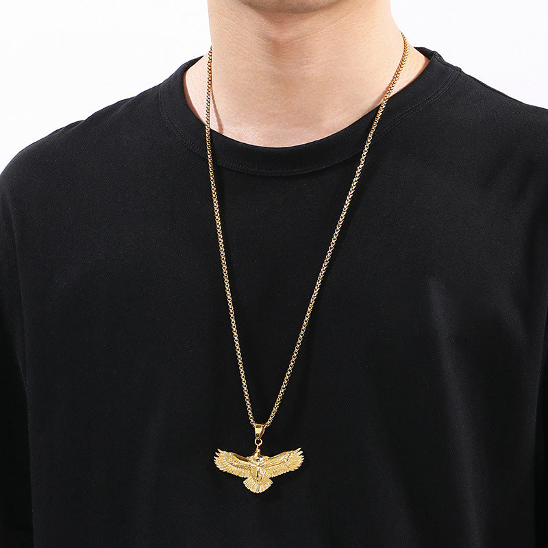 Hiphop Hip Hop Flying Eagle Pendant – Vacuum Electroplating Eagle Necklace