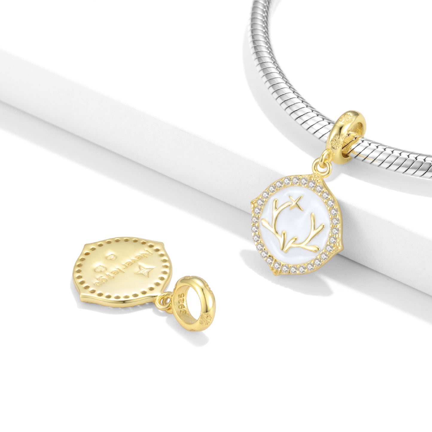 Antler Zircon Circle Silver Pendant