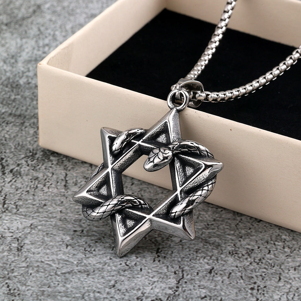 Vintage Snake Stainless Steel Men's Pendant Necklace