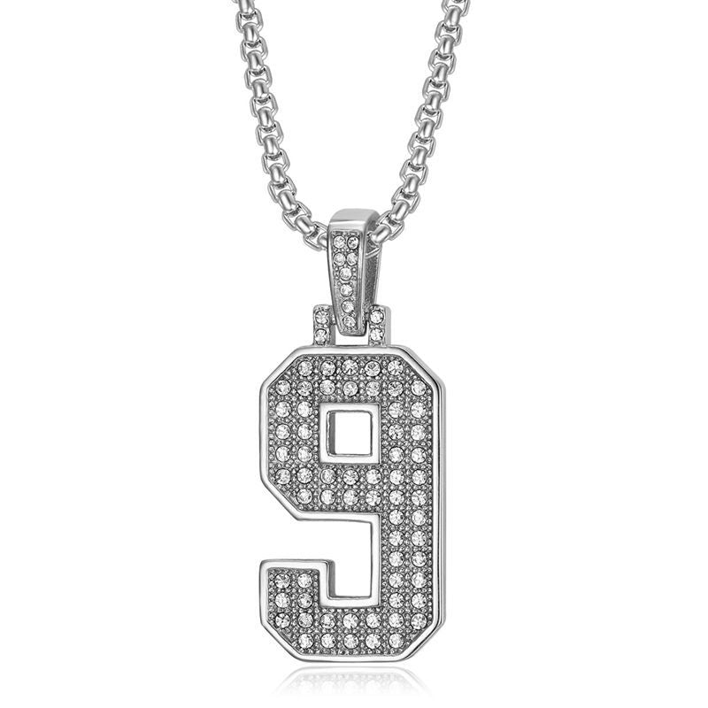 Planderful Everyday Genie Hiphop Stainless Steel Gold Plated Zircon 0to9 Digital Pendant Necklace For Men