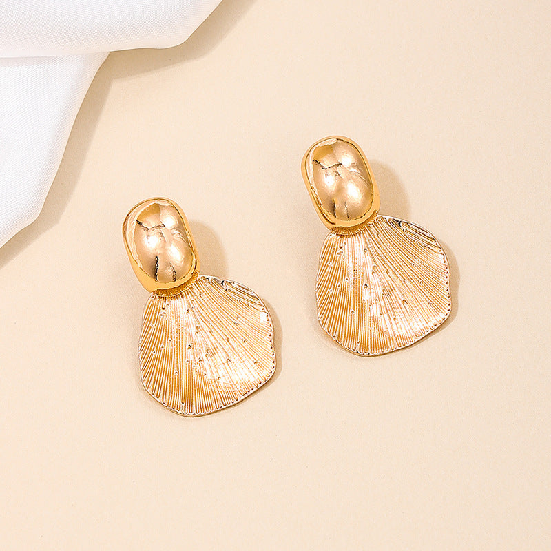 Exaggerated Fan-Shaped Cold Wind Earrings with a Retro Twist
