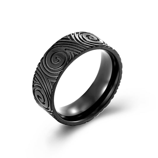 Cross-Border E-Commerce Stainless Steel Fingerprint Vortex Ring