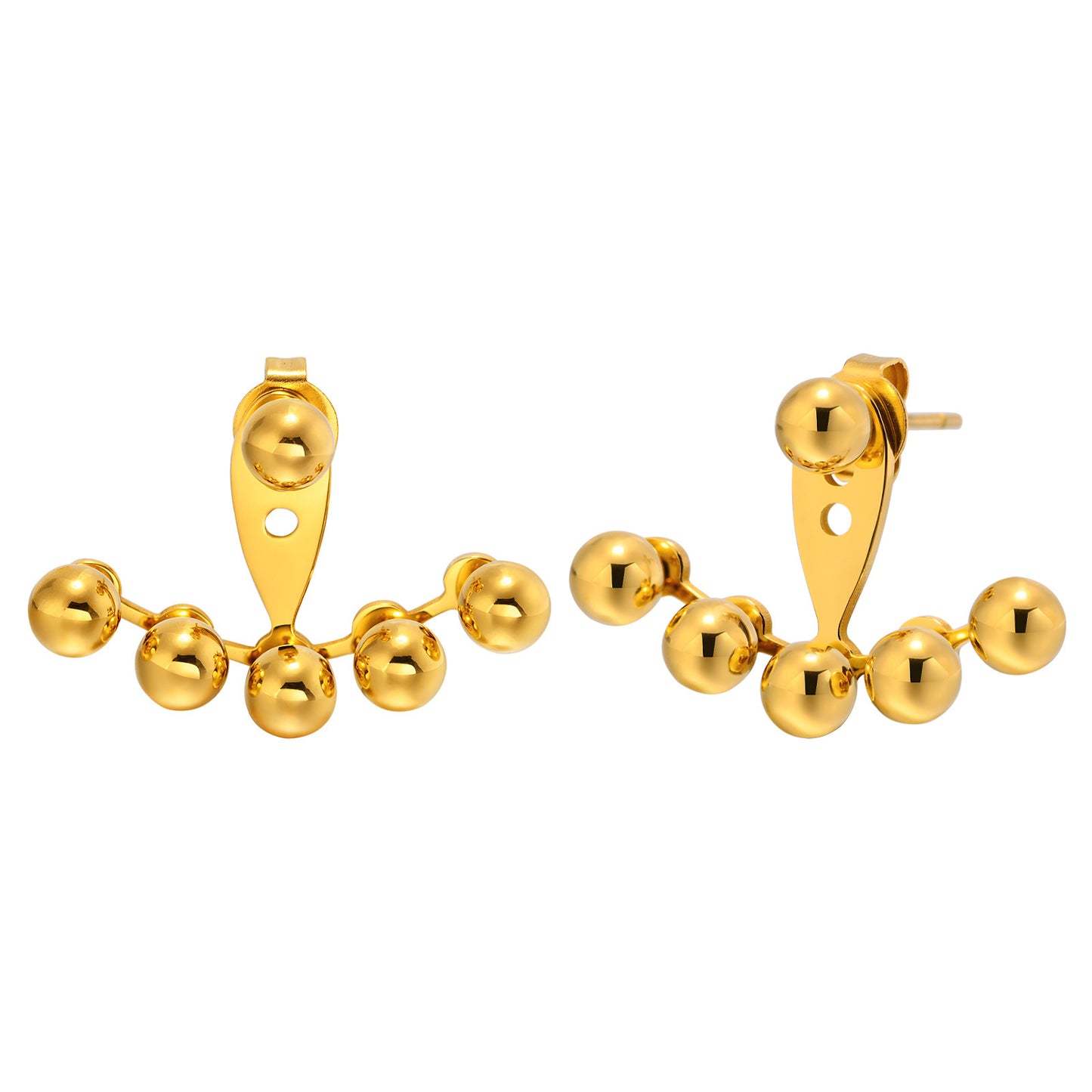 Stainless Steel Ball Earrings Gold Ladies Adjustable Wholesale