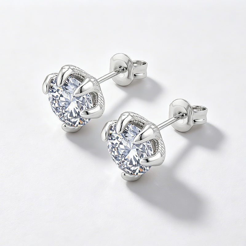 S925 Sterling Silver Moissanite Dragon-Scale Stud Earrings
