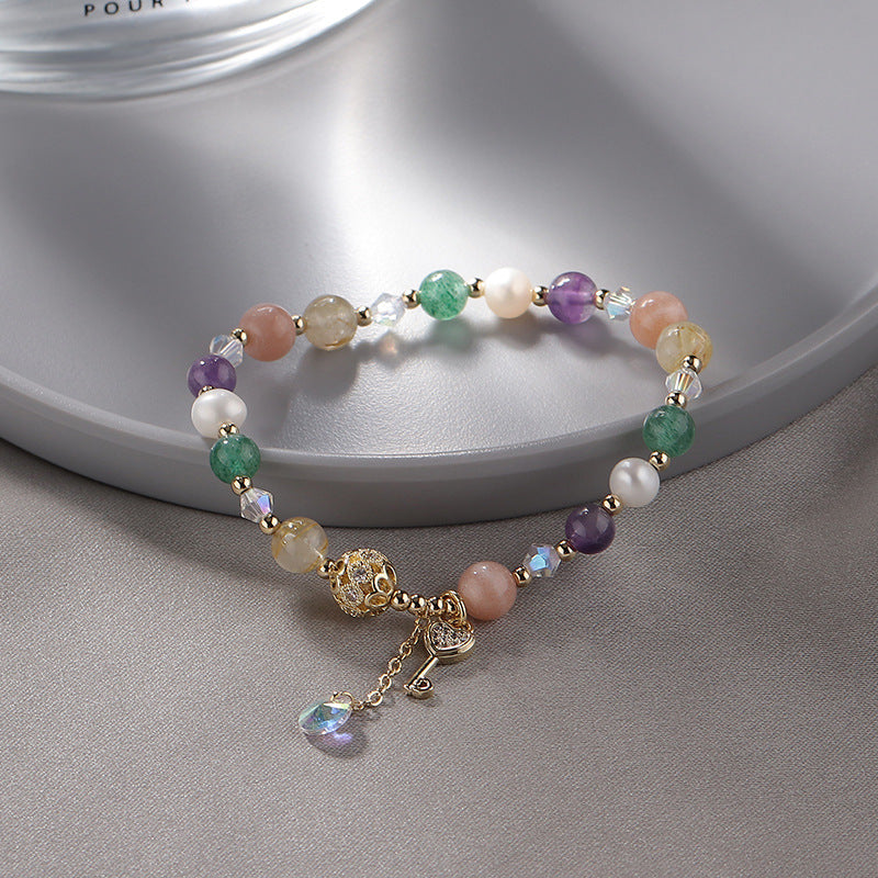 Vibrant Crystal Bracelet with Sterling Silver and Lavender Amethyst