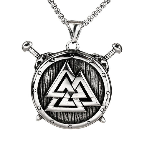 Nordic Viking Men's Pendant Stainless Steel Shield Necklace