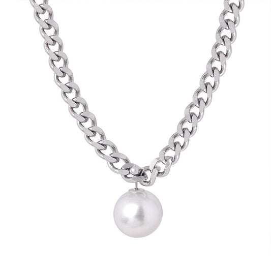 Luxurious Titanium Steel Freshwater Pearl Pendant Necklace for Stylish Women