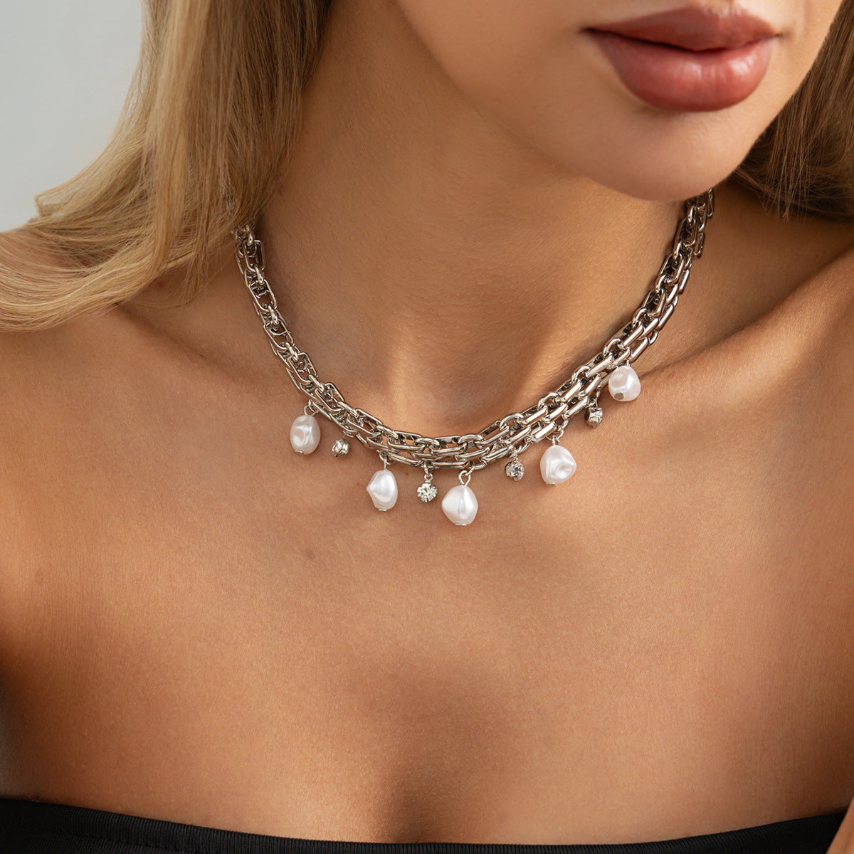 Y2K Heart, Star & Pearl Layered Choker