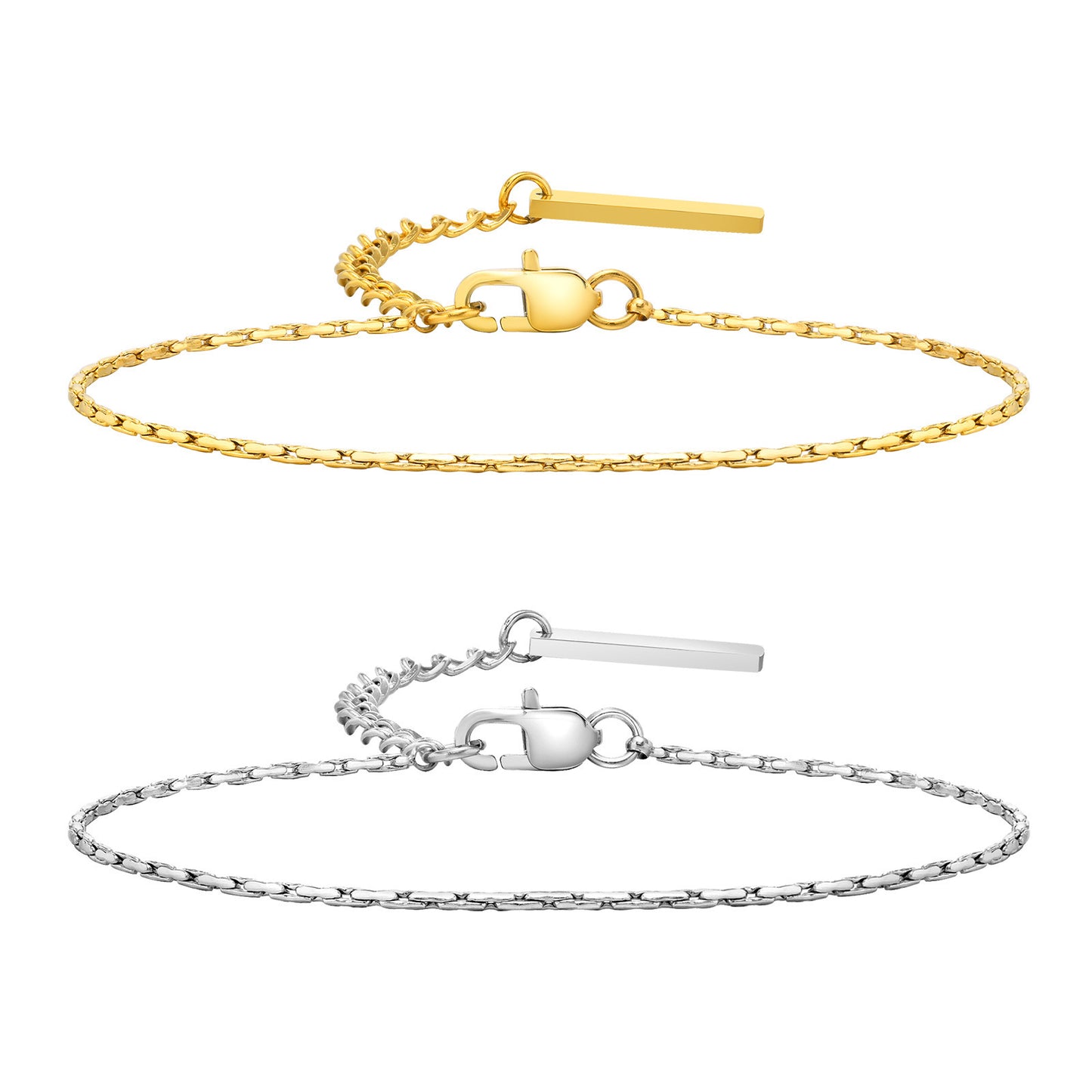 Jewelry Stainless Steel Square Hammer Chain Gold Bracelet