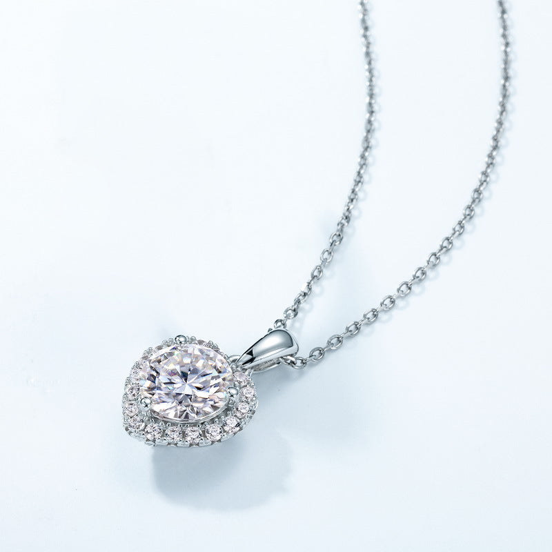 S925 Sterling Silver Moissanite Heart Pendant Necklace