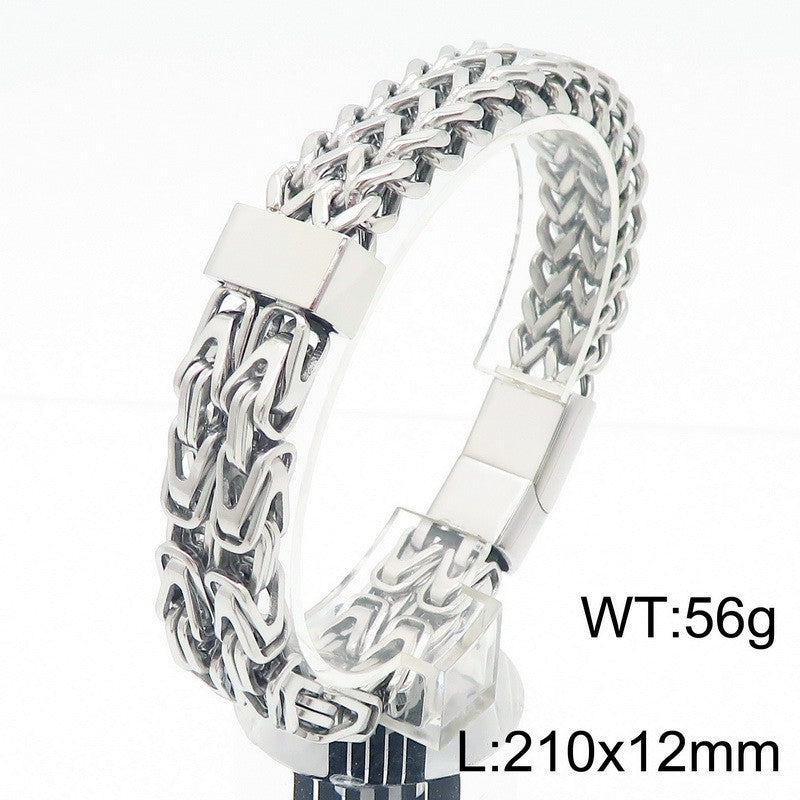 Trendy Hip Hop Inspired Stainless Steel Men's Bracelet with Chain Splicing Design