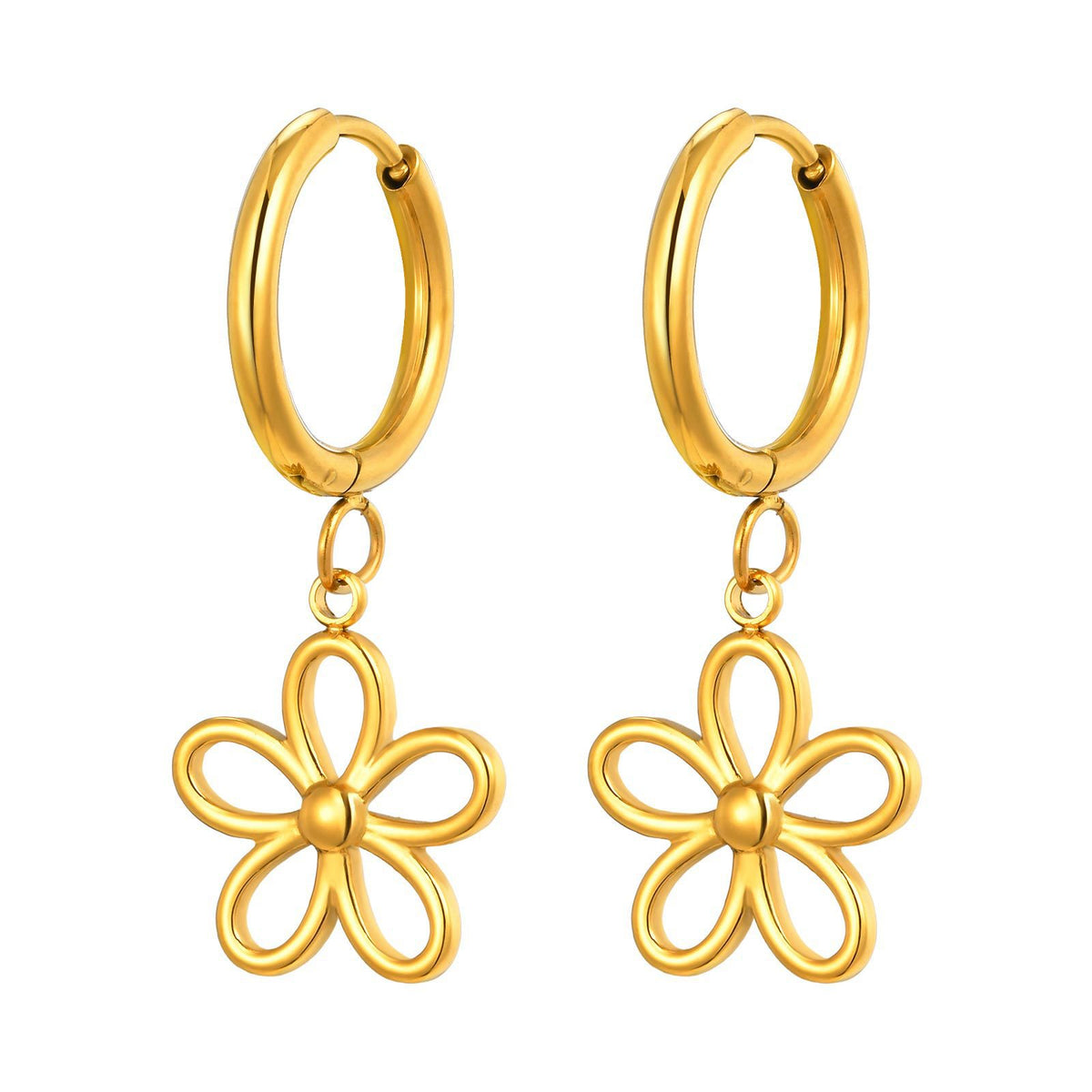 Stainless Steel Floral Jewelry — Earrings or Necklace