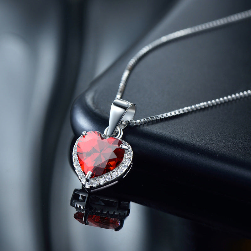 Elegant Heart-shaped Zircon Sterling Silver Necklace