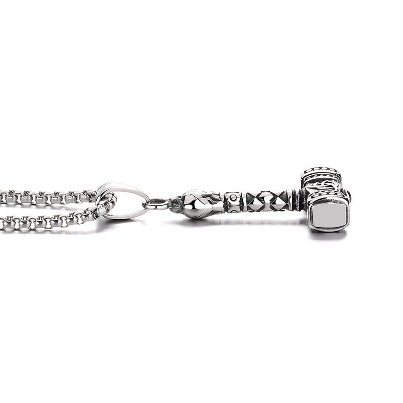 Titanium Steel Necklace – Vintage Men's Thor Hammer Pendant