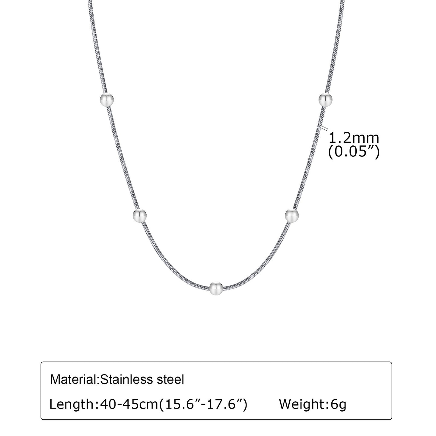 Necklaces Stainless Steel Round Bead Spacer Women's Necklace Bracelet