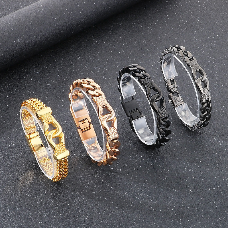 Planderful Titanium Steel Men Engraved Bracelet Domineering