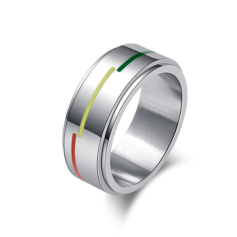 Rotatable Rainbow Titanium Steel Ring for Men - Mixed Batch