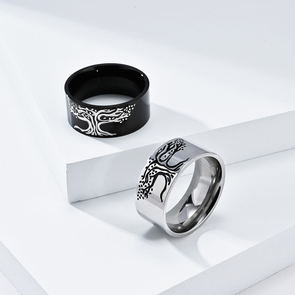 Planderful Tree Of Life Ring For Men Durable Stainless Titanium Steel Everyday Genie Collection