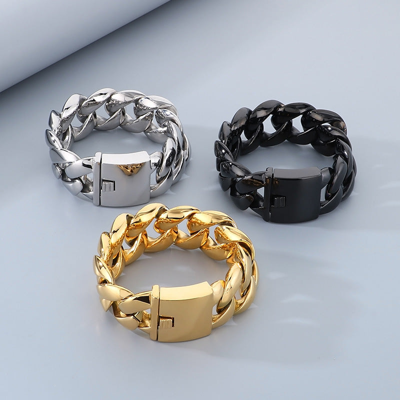 Planderful Titanium Cuban Chain Bracelet For Men Durable