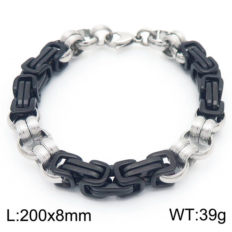 Hand-Spliced O-Chain Byzantine Festival Chain Two-Color Titanium Steel Men's Bracelet