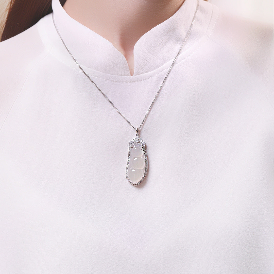 S925 Sterling Silver Natural Chalcedony Necklace