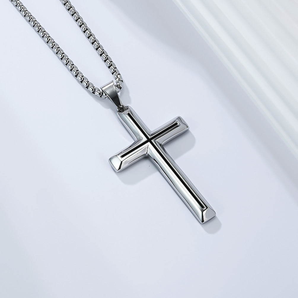 Planderful Everyday Genie Durable Stainless Steel Cross Necklace Unisex Pendant For Men And Women