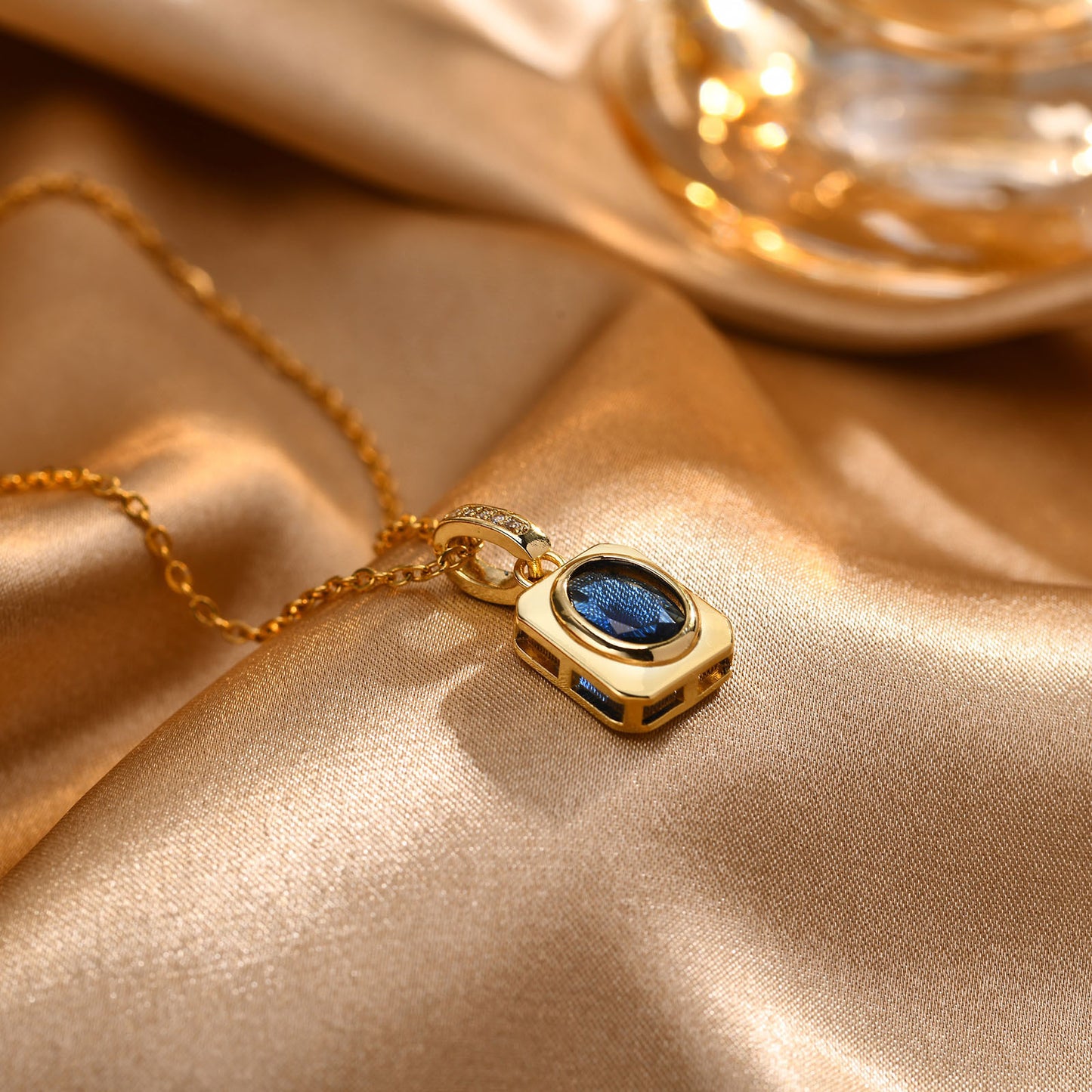 European And American Jewelry Blue White Zircon Necklace