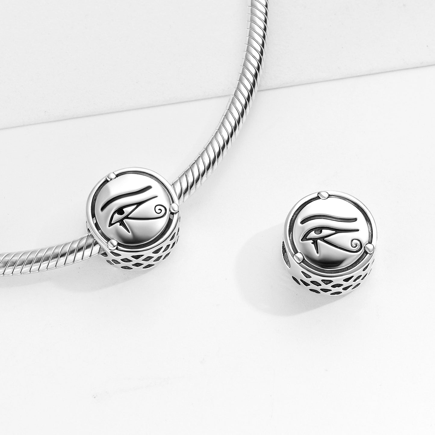 Planderful Jewelry Eye Of Horus Beaded Sterling Silver Bracelet Pendant For DIY Jewelry Making