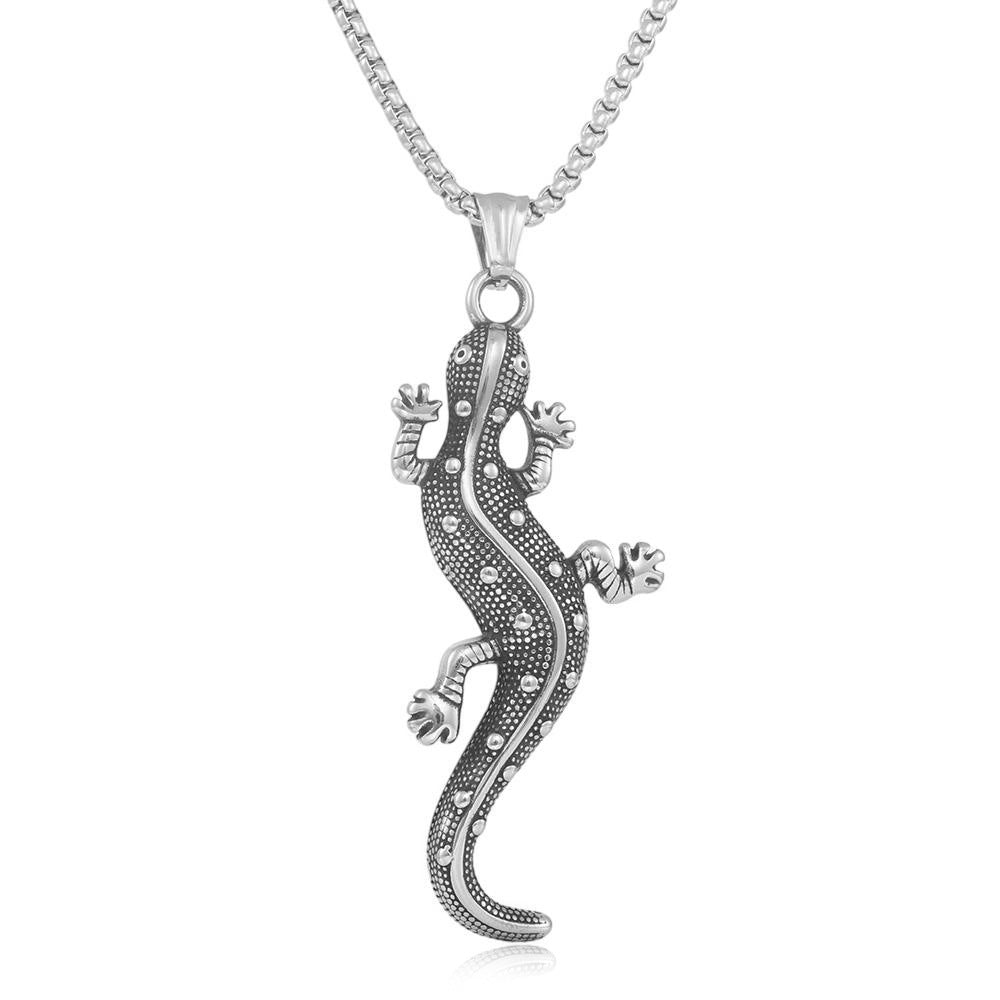European And American Stainless Steel Gecko Pendant Necklace