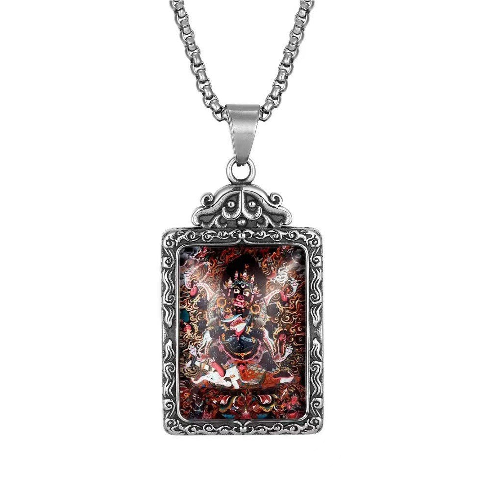 Zodiac Guardian Buddha Pendant For Men And Women By Planderful Titanium Steel Thangka Necklace With Premium Protection
